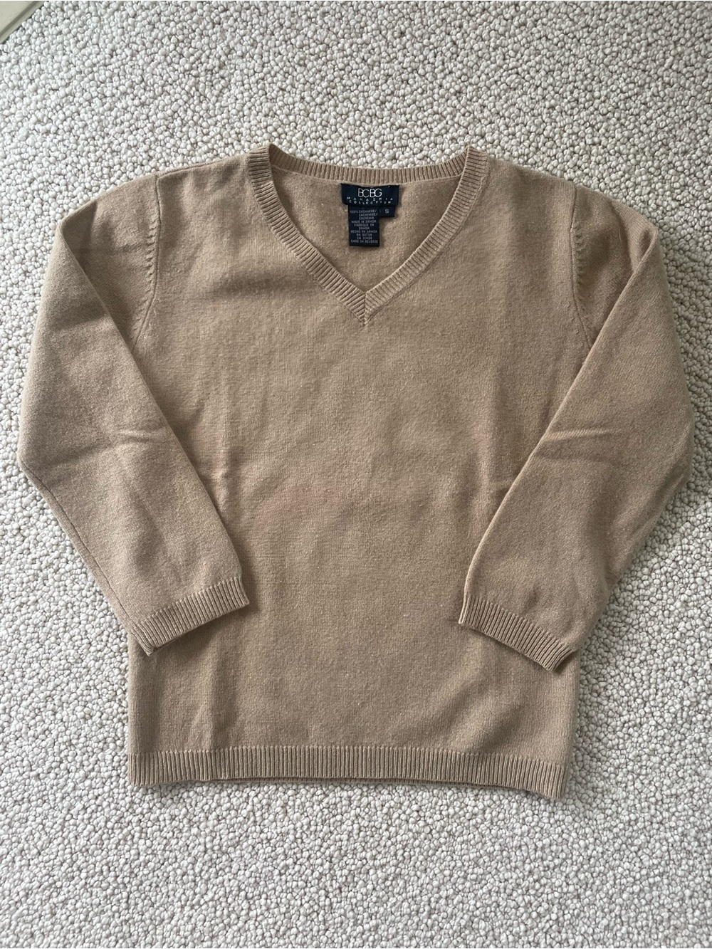 BCBG Women’s V-Neck Sweater in Camel